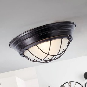 Plafoniera industriale Typhoon Ø 34 cm nero IP20, 2XE27