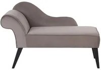 Chaise longue Taupe Rivestimento in Velluto Gambe in Legno Scuro versione sinistra Retro