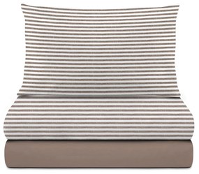 Completo letto singolo righe marrone cotone Wyndham