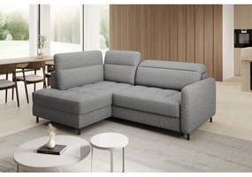 Divano angolare grigio allungabile/con contenitore (con penisola a sinistra/a L) e rivestimento in velluto Barea – ELTAP