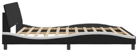 Giroletto con testiera nero e bianco 180x200 cm in similpelle