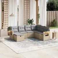 Set Divano da Giardino 7 pz con Cuscini Beige Misto Polyrattan 3265546