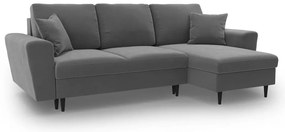 Divano angolare grigio chiaro allungabile e con contenitore con rivestimento in velluto Kyoto – Cosmopolitan Design