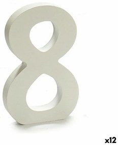 Numeri 8 Legno Bianco (1,8 x 21 x 17 cm) (12 Unità)