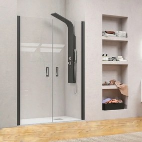 Kamalu - porta doccia nicchia 65-70cm doppio battente profili neri kn-saloon