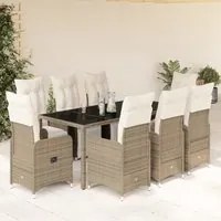 Set Bistr da Giardino 9 pz con Cuscini in Polyrattan Marrone 3277214