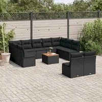 Set Divani da Giardino 12 pz con Cuscini Nero in Polyrattancod mxl 113990