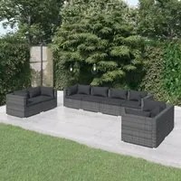 Set Divani da Giardino 8 pz con Cuscini in Polyrattan Grigio cod mxl 40460