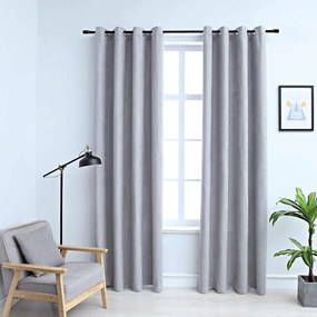 Tende Oscuranti Con Anelli İn Metallo 2 Pz Grigie 140x225 Cm /