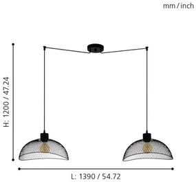 Eglo 43306 - Lampadario a sospensione con filo POMPEYA 2xE27/60W/230V ragno