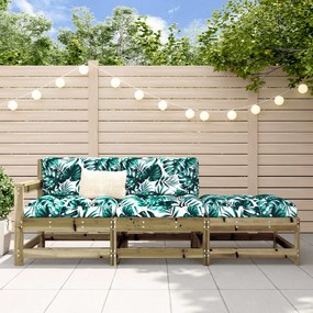Set divani da giardino 3pz con cuscini legno impregnato di pino