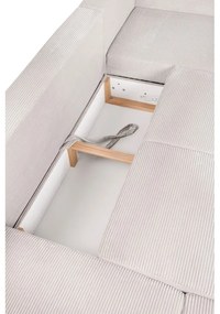 Divano angolare beige allungabile (con penisola a sinistra/a forma di "U") con rivestimento in velluto a coste Tori – Bonami Selection