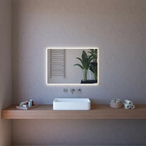 Specchiera retroilluminata LED 100x70 reversibile sabbiatura perimetrale 1 cm