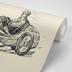Carta da parati autoadesiva – Auto da corsa in stile retrò