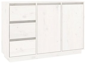 Credenza bianca 111x34x75 cm in legno massello di pino