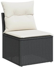 Set divani da giardino 9 pz con cuscini nero in polyrattan