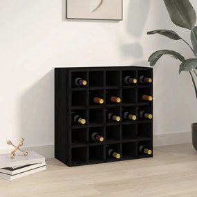 Portabottiglie nero 56x25x56 cm in legno massello di pino