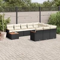 Set Divani da Giardino 11 pz con Cuscini in Polyrattan Nero 3258766