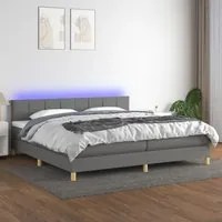 Letto a Molle Materasso e LED Grigio Scuro 200x200cm in Tessuto cod mxl 63612