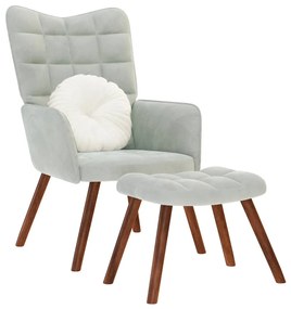 Poltrona Relax Con Poggiapiedi Grigio Chiaro İn Velluto /