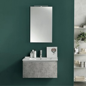 Mobile Bagno Sospeso 70 Cm Un Cassetto Specchio Con Lampada Led 80x60 Cm Italbagno "Ibiza"