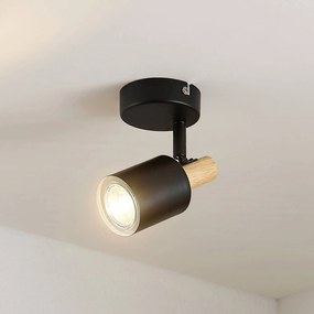 Lindby faretto da parete Junes, a 1 luce, 15 cm, nero, legno