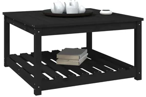 Tavolo da giardino nero 82,5x82,5x45 cm legno massello di pino
