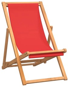 Sedia da spiaggia pieghevole in legno massello di teak rossa