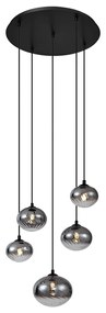 Lampada a sospensione moderna nera con vetro fumé - Jia