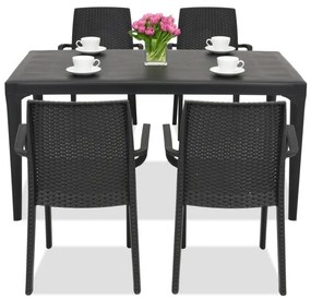 Set da pranzo elegante Oslo/Indiana 4 antracite Bica