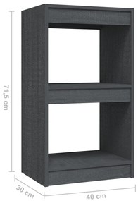 Libreria Grigia 40x30x71,5 cm in Legno Massello di Pino