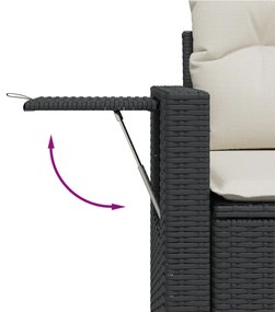 Set Divani da Giardino 14pz con Cuscini in Polyrattan Nero