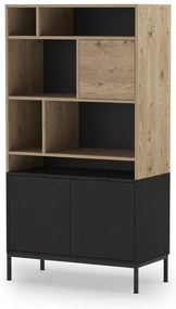 Libreria in rovere decorato in nero-naturale 90x170 cm Marion - Marckeric