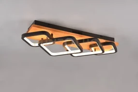 Palfoniera led 4 quadrati neri con base in legno naturale rama 643...