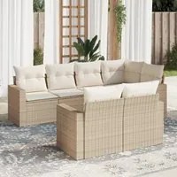 Set Divani da Giardino 7 pz con Cuscini Beige in Polyrattan 3251545