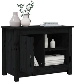 Mobile porta tv nero 70x36,5x52 cm in legno massello di pino