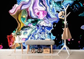 Carta da parati – Silhouette colorata del volto femminile