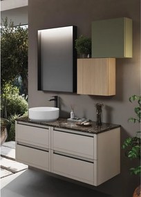 Mobile da bagno sospeso sotto lavabo L 59.5 x H 50 x P 45.5 cm beige opaco, 2 cassetti Tratto