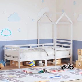 Dormeuse Con Tetto 80x200 Cm Bianco İn Legno Massello Di Pino /