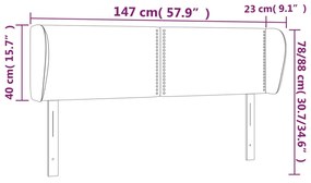 Testiera ad Orecchio Grigio Scuro 147x23x78/88 cm in Velluto