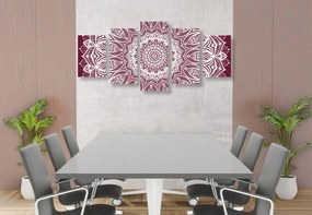Quadri 5 pezzi – Mandala armonia su sfondo rosa