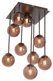 Plafoniera di design bronzo con vetro bronzo 9 luci - Athens