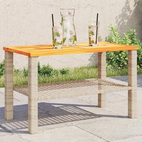 Tavolo da giardino beige 70x38x42 cm polyrattan e legno acacia