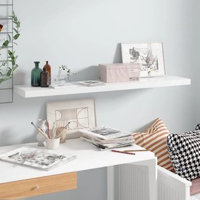 Scaffale A Parete Bianco Lucido 120x23,5x3,8 Cm İn Mdf /