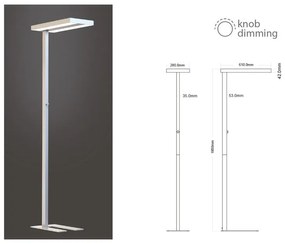 Piantana Lampada Led Da Terra Moderna Bianco Interruttore Rotella Corner Quadrato Dimmerabile 80W Alta 195cm SKU-8526