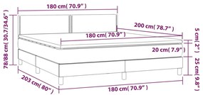 Letto a Molle Materasso e LED MarroneScuro 180x200cm in Tessuto