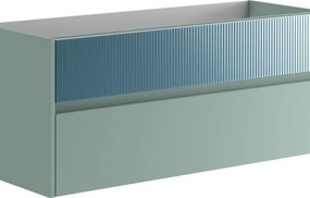 Mobile da bagno sospeso sotto lavabo Niwa 2 cassetti ideale per doppia vasca L 119.5 x H 50 x P 45.5 cm verde timo e blu pacifico cannettato