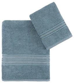Asciugamani e teli da bagno in cotone blu in un set di 2 pezzi Dora - Foutastic