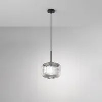 Lampadario Vintage Plisse' Nero 1 Luce E27 Ovale