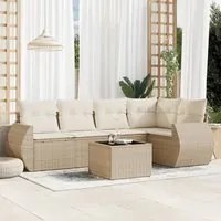 Set Divano da Giardino 6 pz con Cuscini Beige in Polyrattan 3253675